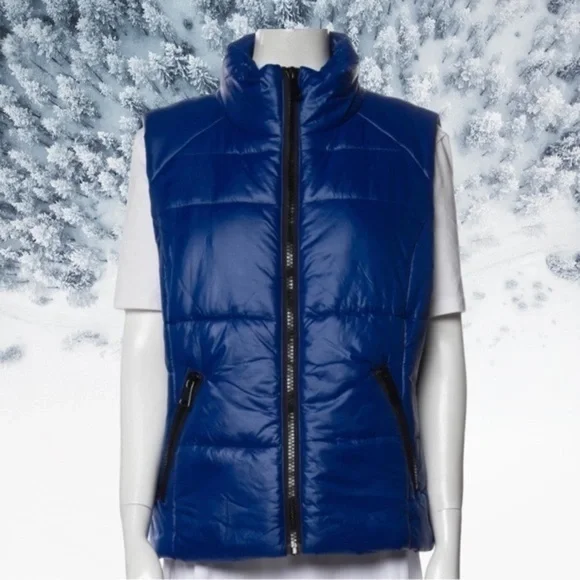 Avec Les Filles Vest Women’s Large Navy Metallic Blue Puffer Quilted Cabinco NWT - Picture 13 of 13